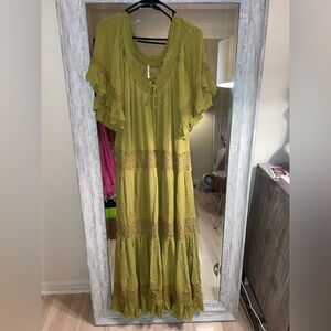 NWOT Free People Dream On Maxi Dress Lime Size: Small
